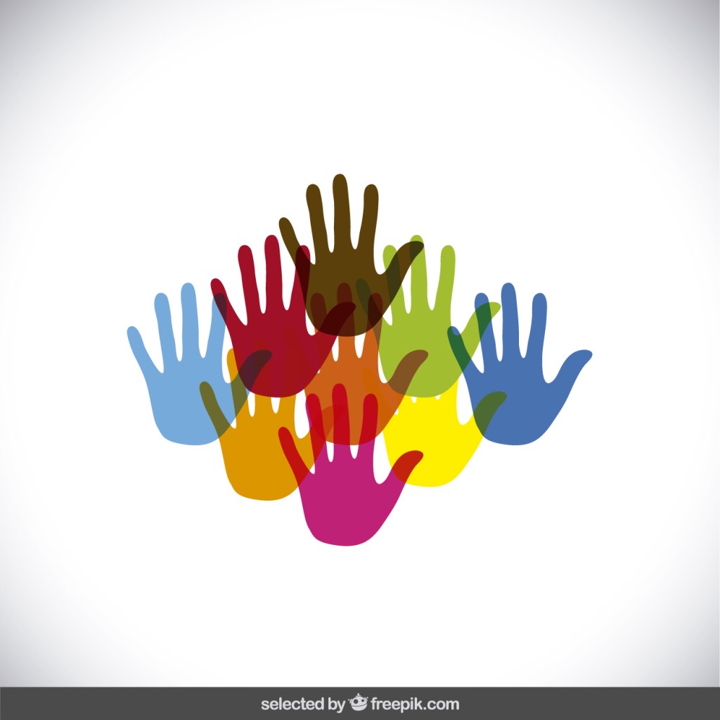 multicolored hand prints